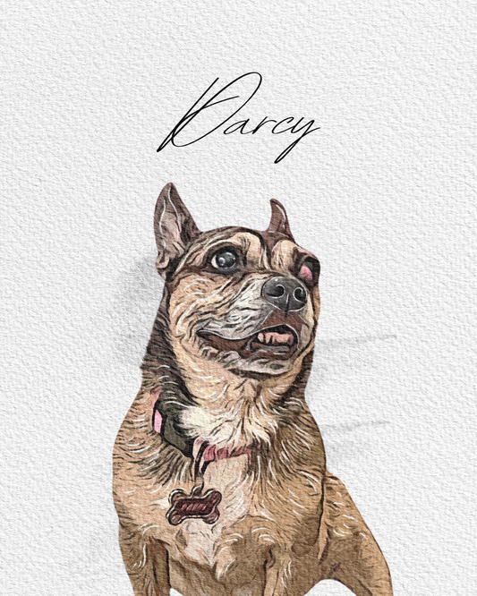 Custom watercolor pet portraits: personalized digital dog & cat art, custom pet memorials, and unique pet portraits from your photos.