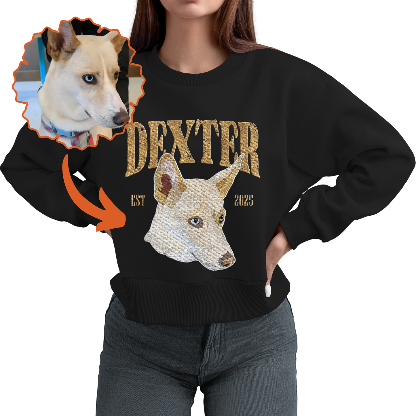 "Custom Pet Sweatshirt – Personalized Dog Face Hoodie, Unique Pet Lover Christmas Gift, Custom Design from Your Pet’s Photo, Perfect Personalized Dog Sweatshirt for Pet Owners and Dog Lovers"